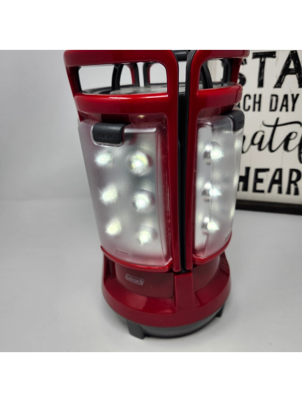 Coleman Quad LED Lantern – Detachable Light Panels – Red